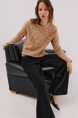 Cortefiel Jersey delantero lentejuelas. Beige