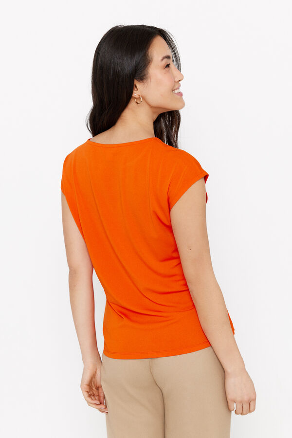 Cortefiel Kersey-knit top with chain detail Orange