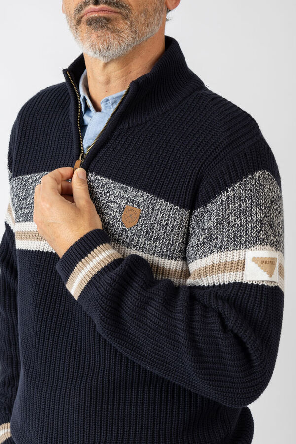 Privata Camisola de gola alta com fecho-éclair Azul