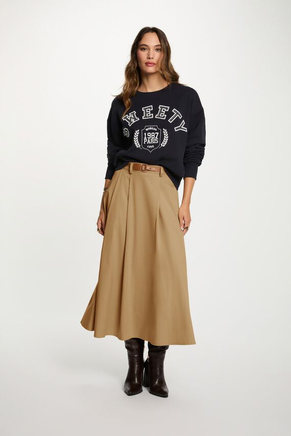 Falda evasé de talle alto