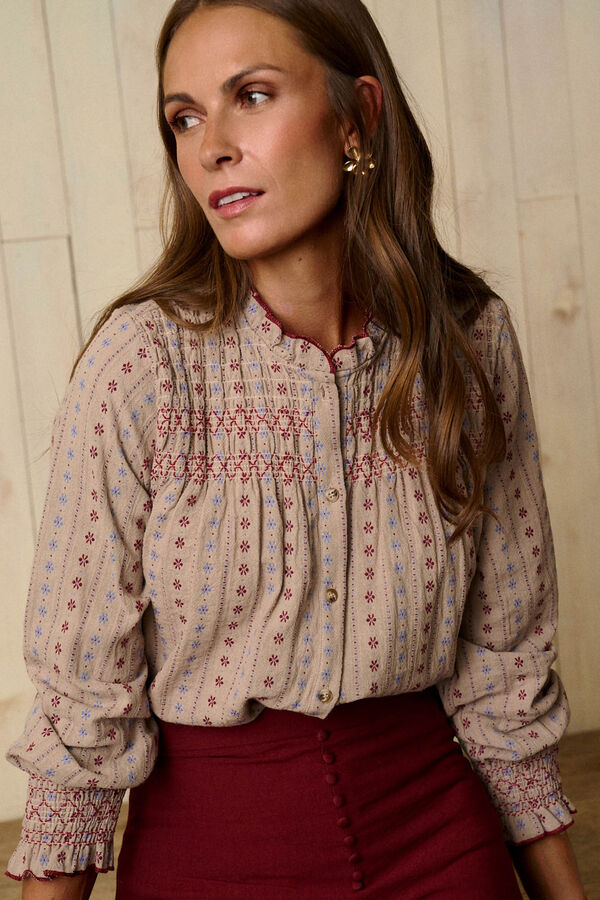 Polín Et Moi Camisa bordada Vega Estampado beige