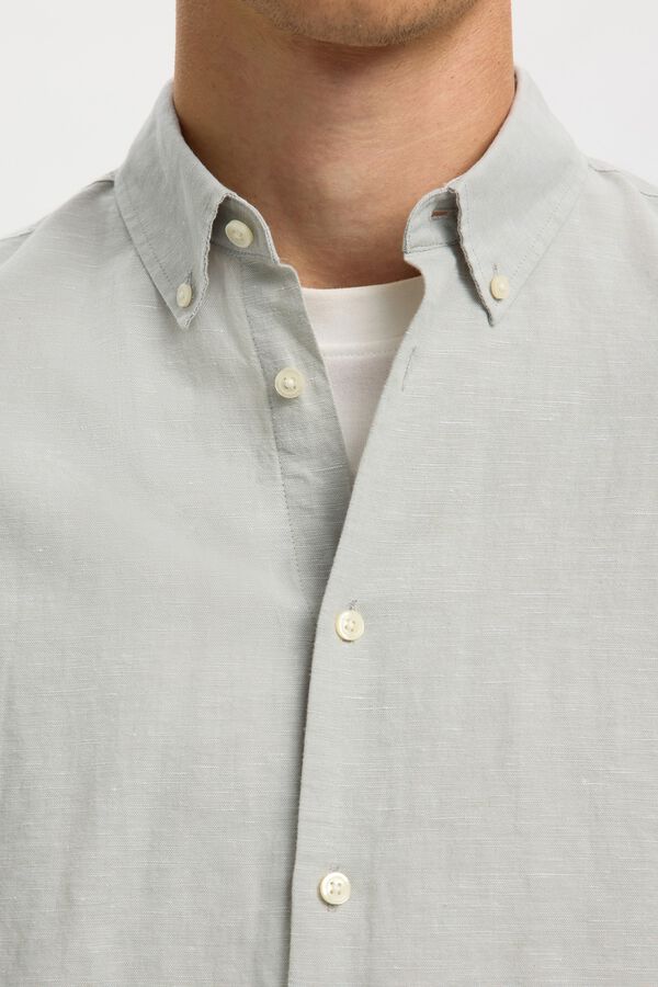 Selected Camisa de manga comprida em linho Verde