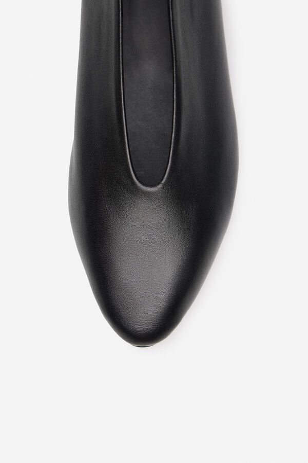 Cortefiel Braided leather ballerina Black
