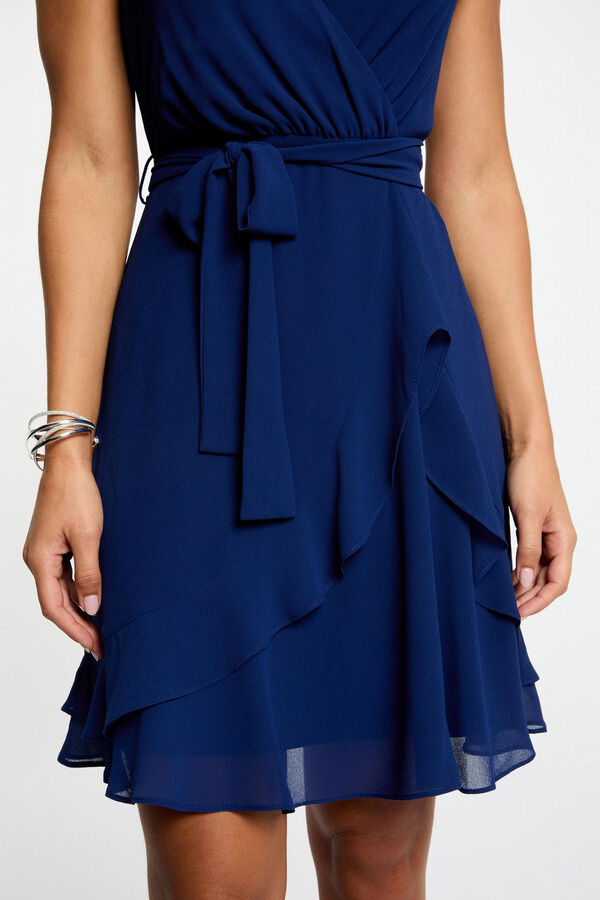 Morgan Vestido curto cruzado Azul