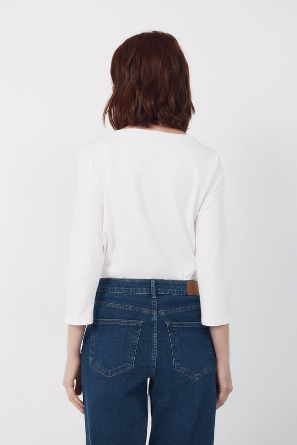 Cortefiel Essential boat neck t-shirt White