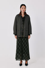Cortefiel Long waxed parka Green