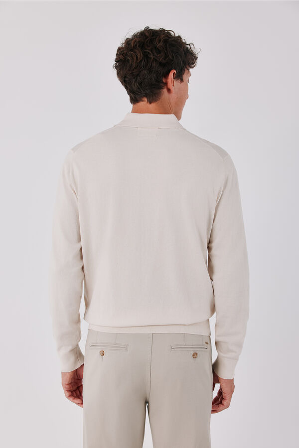 Cortefiel Basic fine knit polo neck jumper Beige