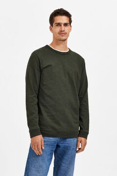 Cortefiel Camiseta de manga larga algodón orgánico Verde