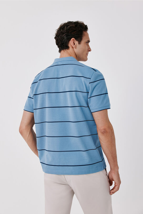 Cortefiel Striped piqu&eacute; polo shirt Blue