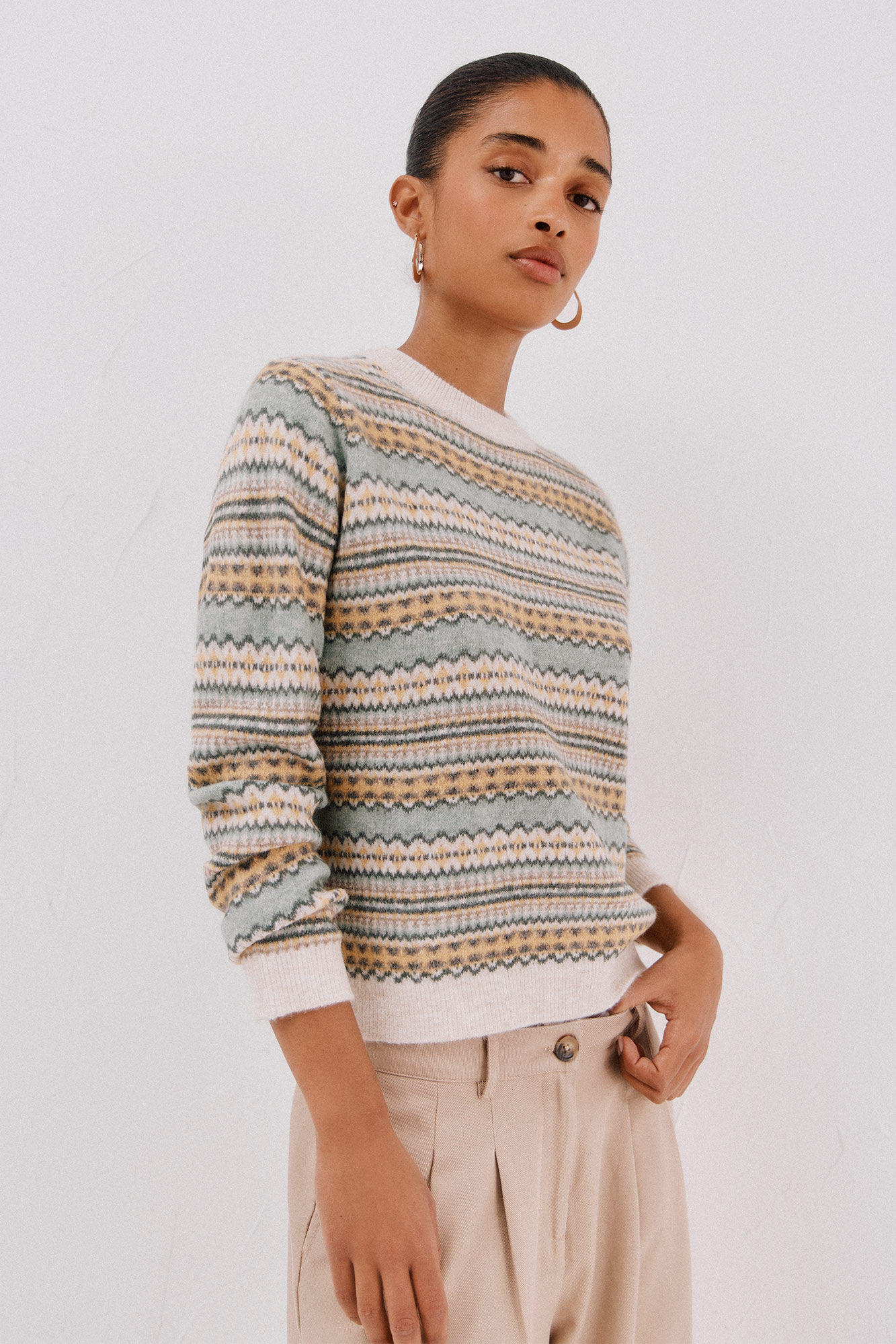 Cortefiel Greek jersey-knit sweater
