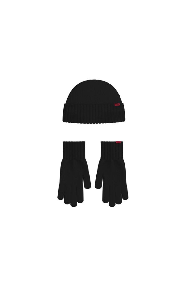 HUGO Hat and glove set Black