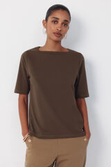 Cortefiel Boat neck t-shirt Kaki
