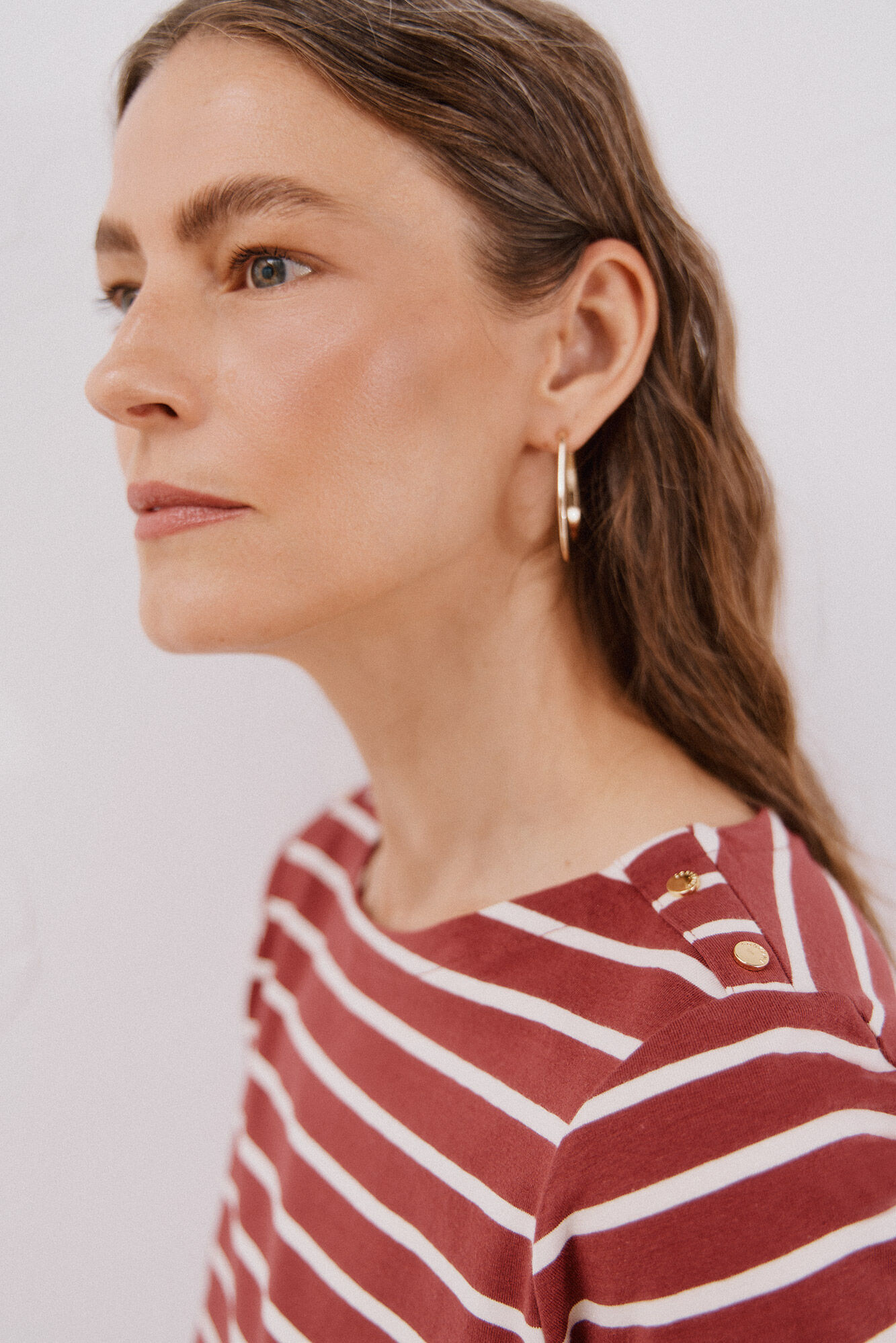 Cortefiel Boat neck T-shirt with buttons