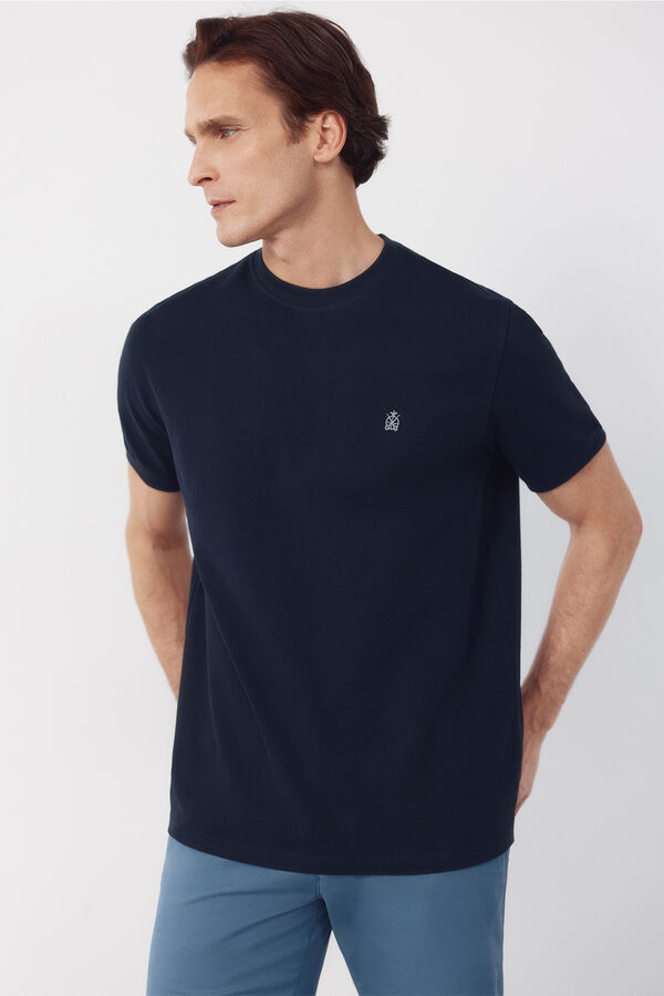 Cortefiel Piqu&eacute; basic T-shirt Navy