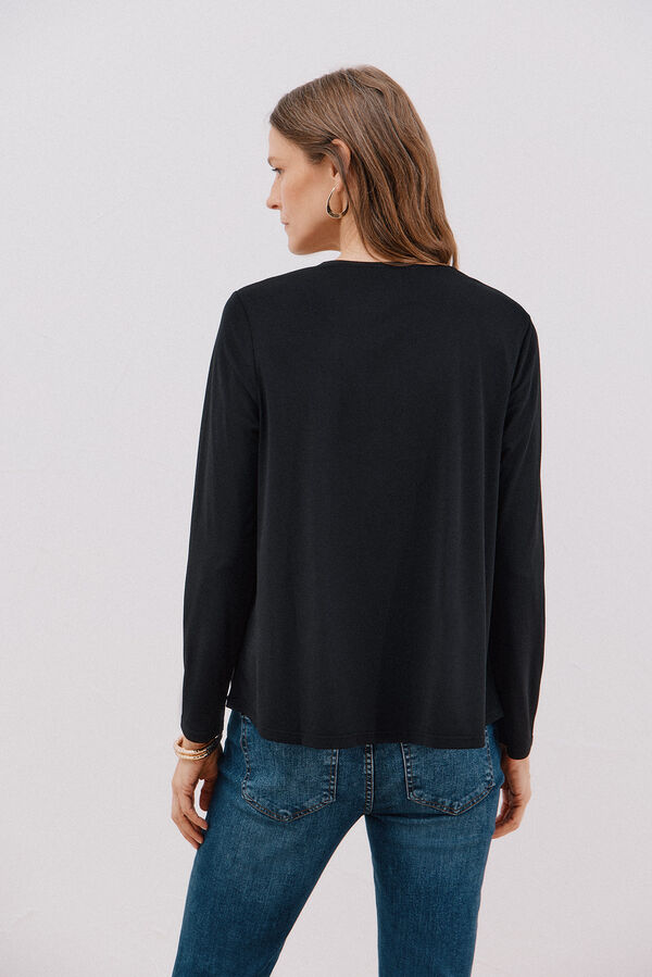 Cortefiel Top fluido pliegue Negro
