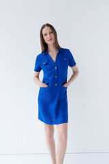 Caroll Vestido laure 100% lino Azul oscuro