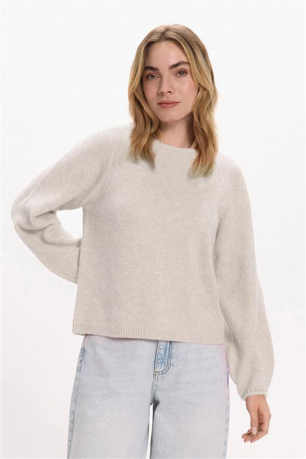 Vila Jersey-Knit jumper with cuff detail Nude