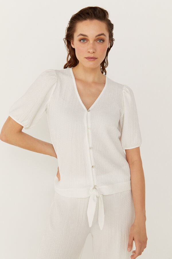 Cortefiel Textured top buttons White