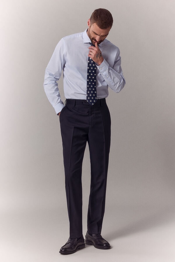 OOTO Herringbone tailored trousers Navy
