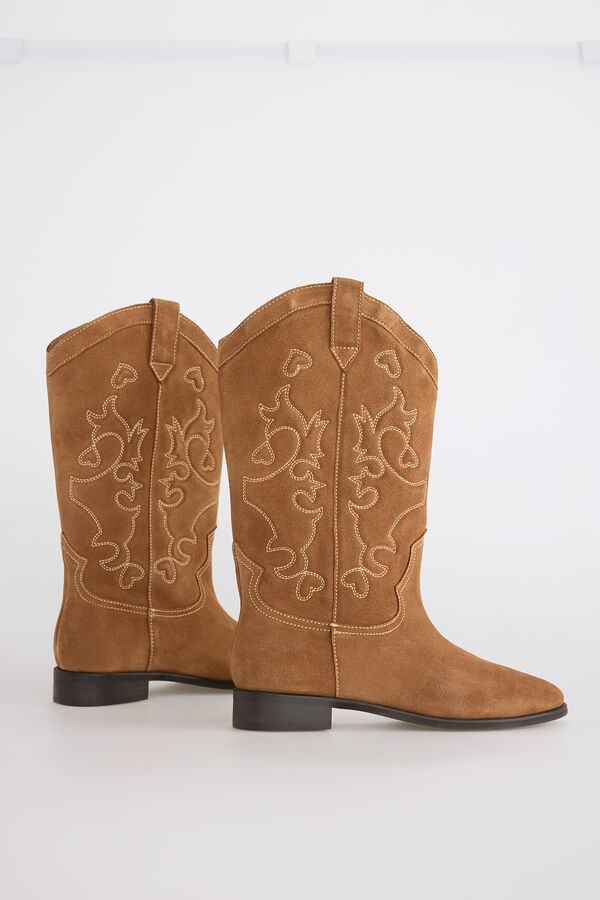 Slowlove Bota de croute plana Castanho