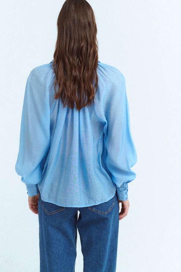 Vila Blusa manga comprida abalonada Azul