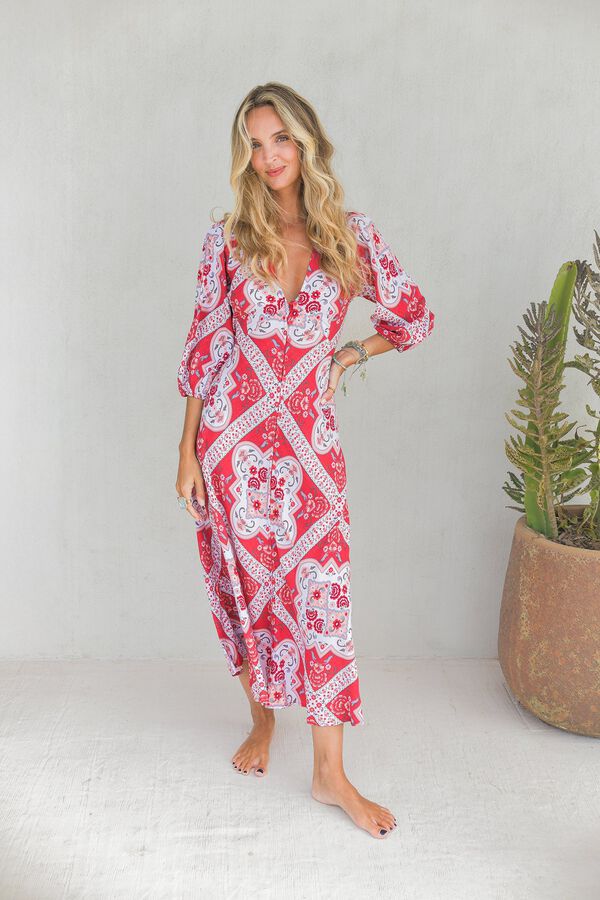 Jaase Vestido comprido Carmen Vermelho