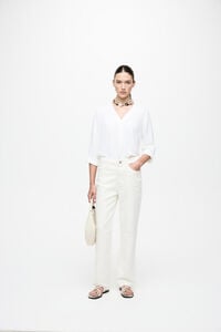 Vila Cal&ccedil;a jeans reta cintura alta