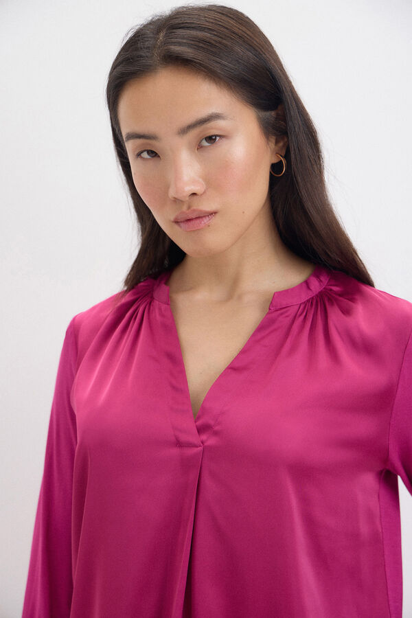 Cortefiel Floaty mandarin collar top Purple