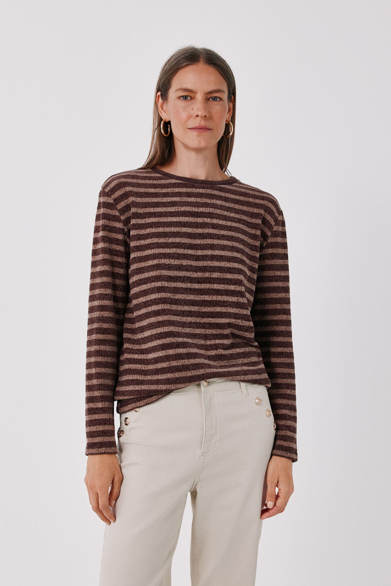 Cortefiel T-shirt chenille gola caixa
