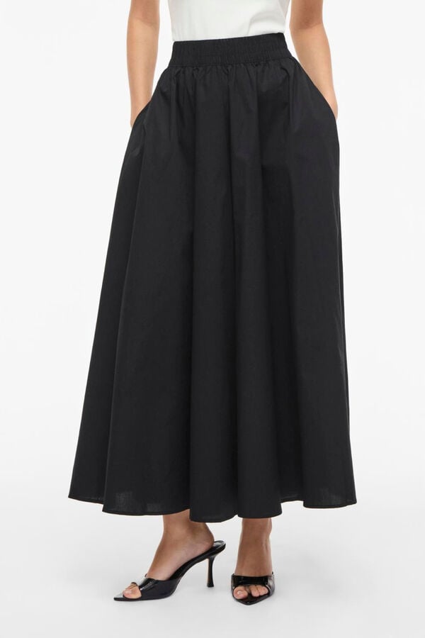 Vila Saia comprida rodada em algod&atilde;o org&acirc;nico Preto