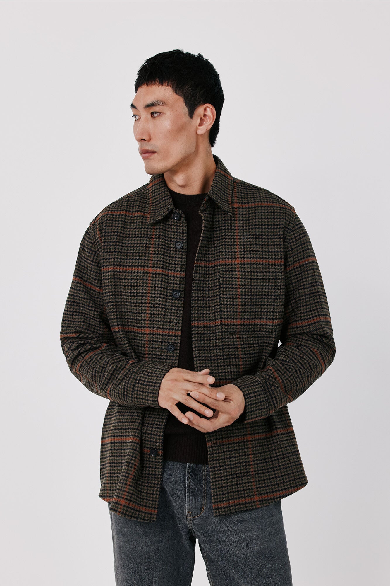 Cortefiel Wool blend plaid shirt