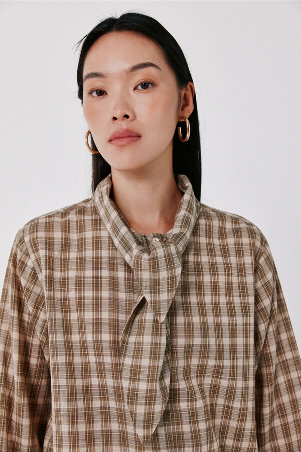 Cortefiel Plaid tie shirt Printed green