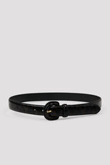 Cortefiel Leopard print covered belt Black