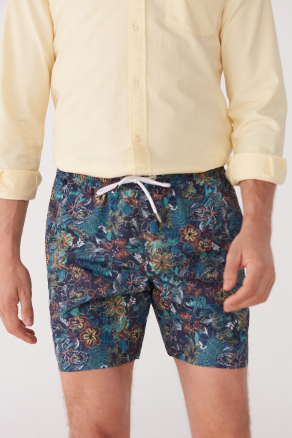 Cortefiel Multicolour floral print swim shorts Navy