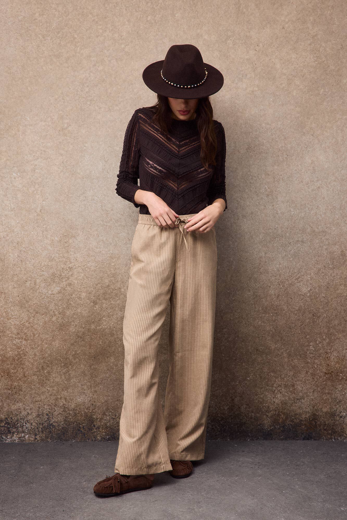 Slowlove Striped wide-leg trousers