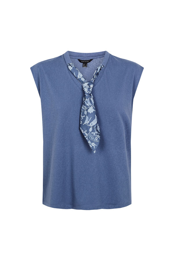 Cortefiel Scarf T-shirt Blue