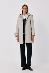 Cortefiel Satin-finish detachable hood trench Nude
