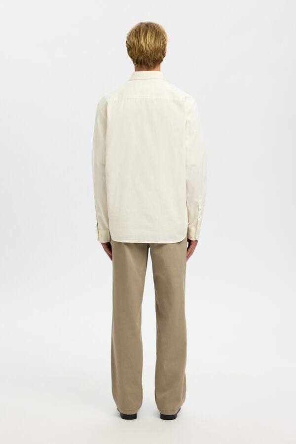 Selected Camisa de ganga leve 100% algod&atilde;o org&acirc;nico Ecru