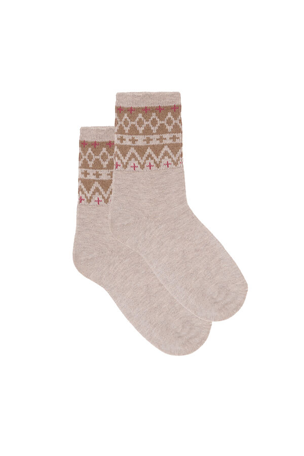 Cortefiel Border print long socks Printed beige