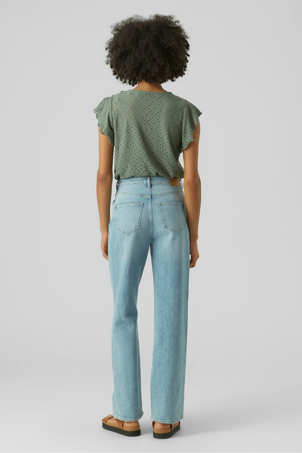 Vero Moda Top vazado com mangas de folhos Verde