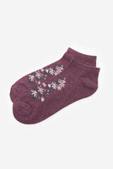 Cortefiel Floral Better Cotton ankle socks Purple