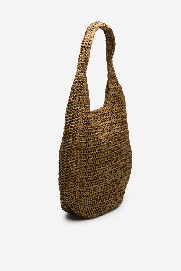 Cortefiel Mala hobo entran&ccedil;ada de r&aacute;fia Castanho