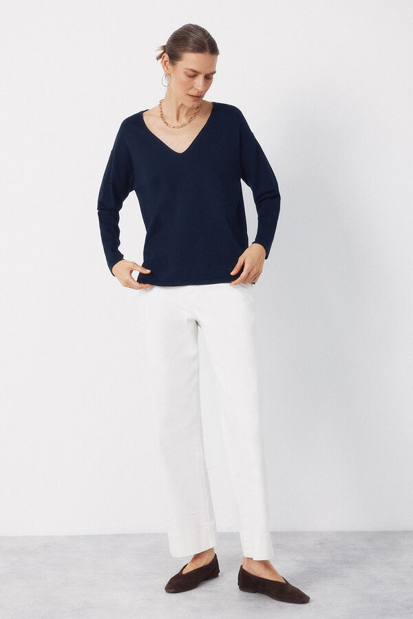 Cortefiel V-neck jumper Navy