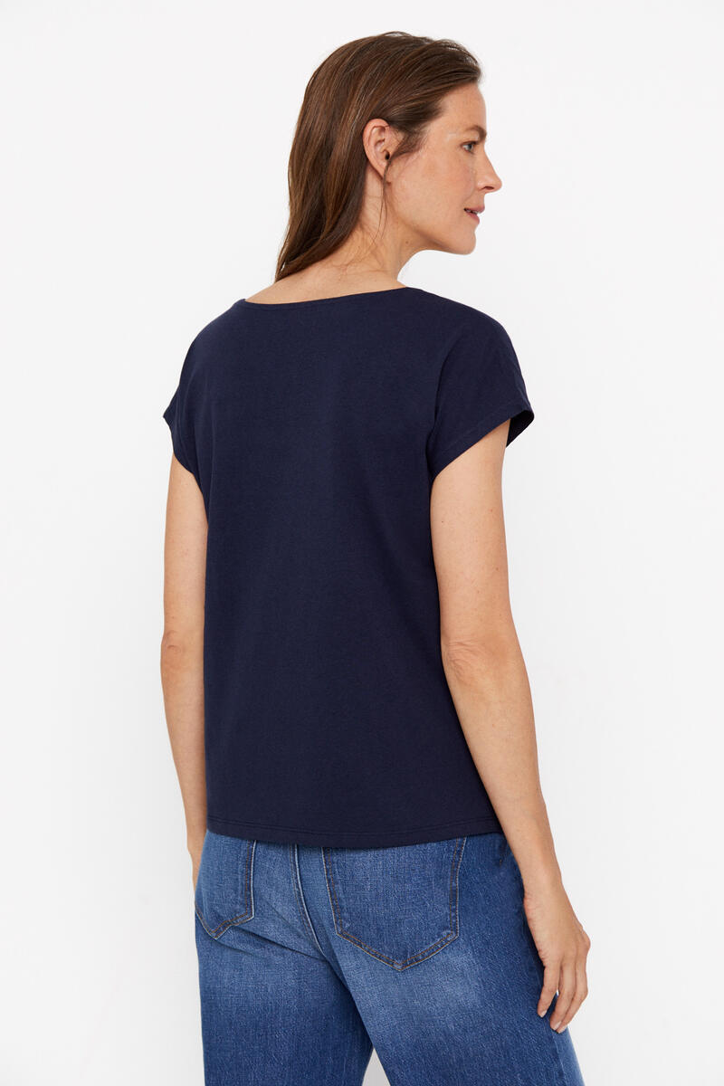 Cortefiel V-neck T-shirt with lace detail Navy