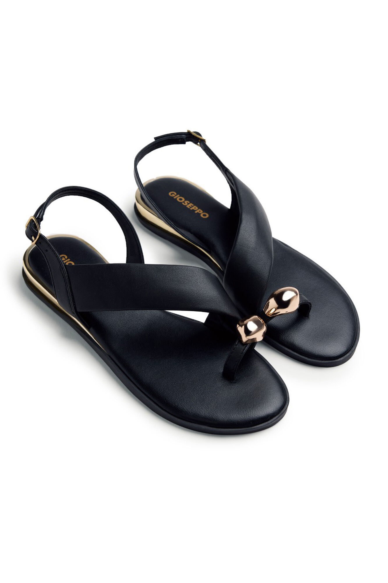 Gioseppo Sand&aacute;lia de pele com anel joia com pedras