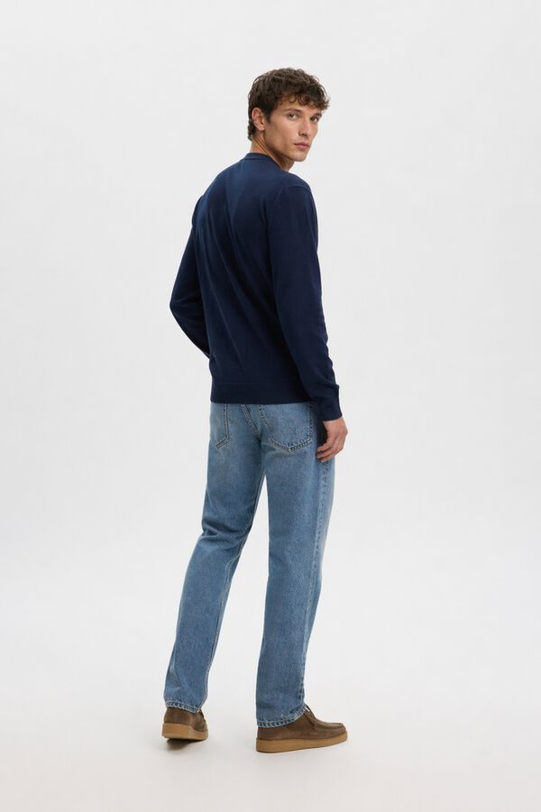 Selected Lightweight 100% organic cotton jumper Blue