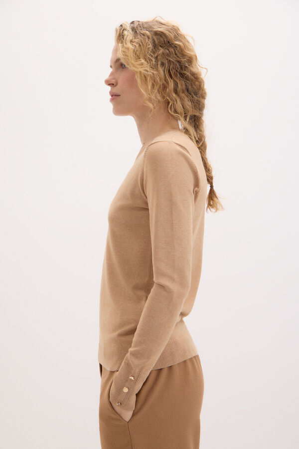 Cortefiel Round neck jumper Beige