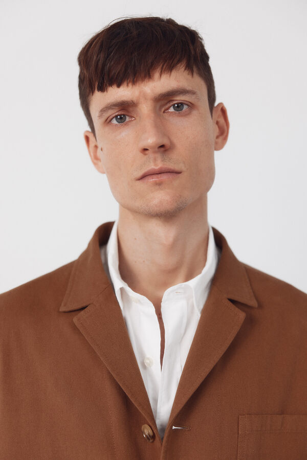 Cortefiel Mistura de linho pseudo-americano coordenada Castanho