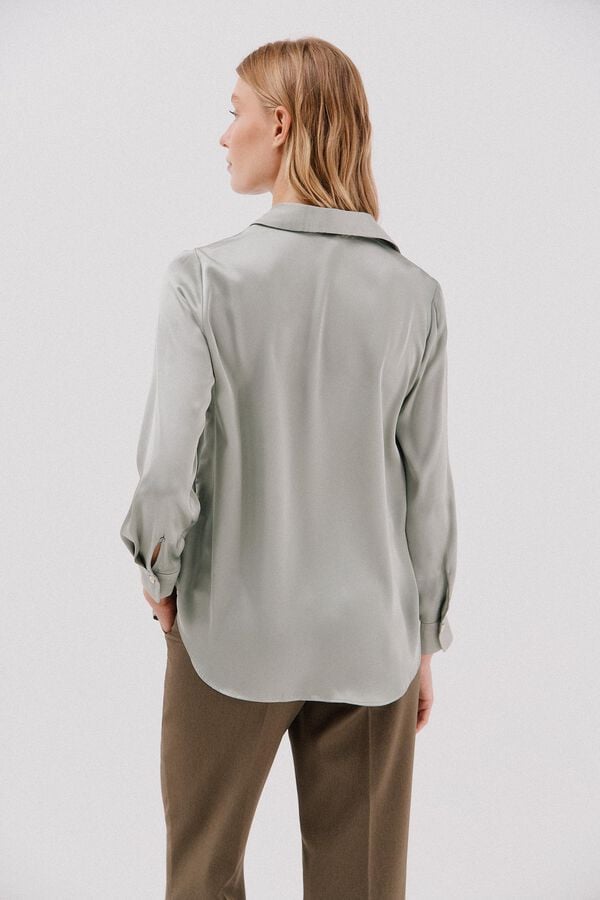 Cortefiel Satin-finish shirt Kaki