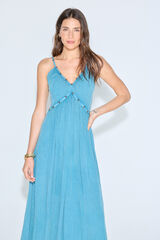 Slowlove Vestido largo de tirantes Azul